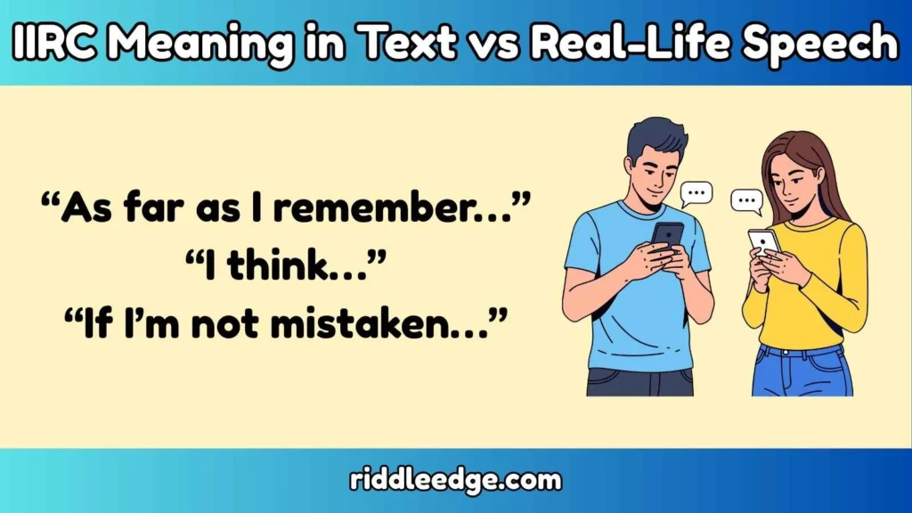 IIRC Meaning in Text vs Real-Life Speech